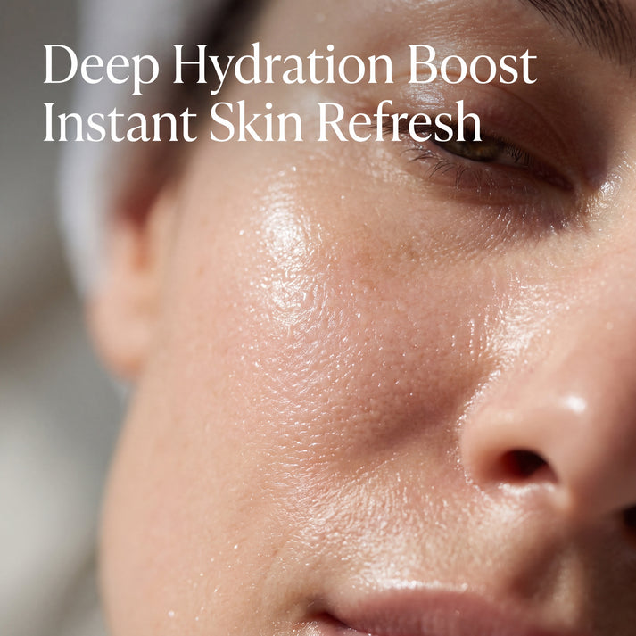 Woman using CopperTheory GHK-Cu Hydrating Face Mask for immediate hydration, glow and smoother-looking skin